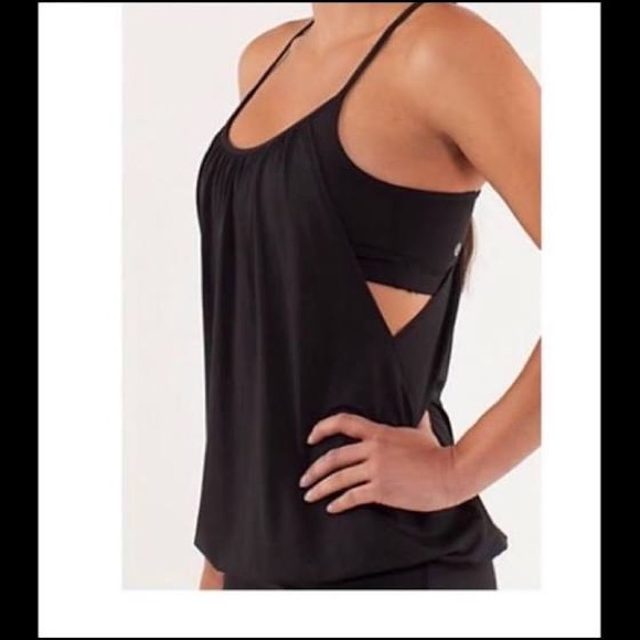 Lululemon black racer back top with bra - Picture 6 of 8